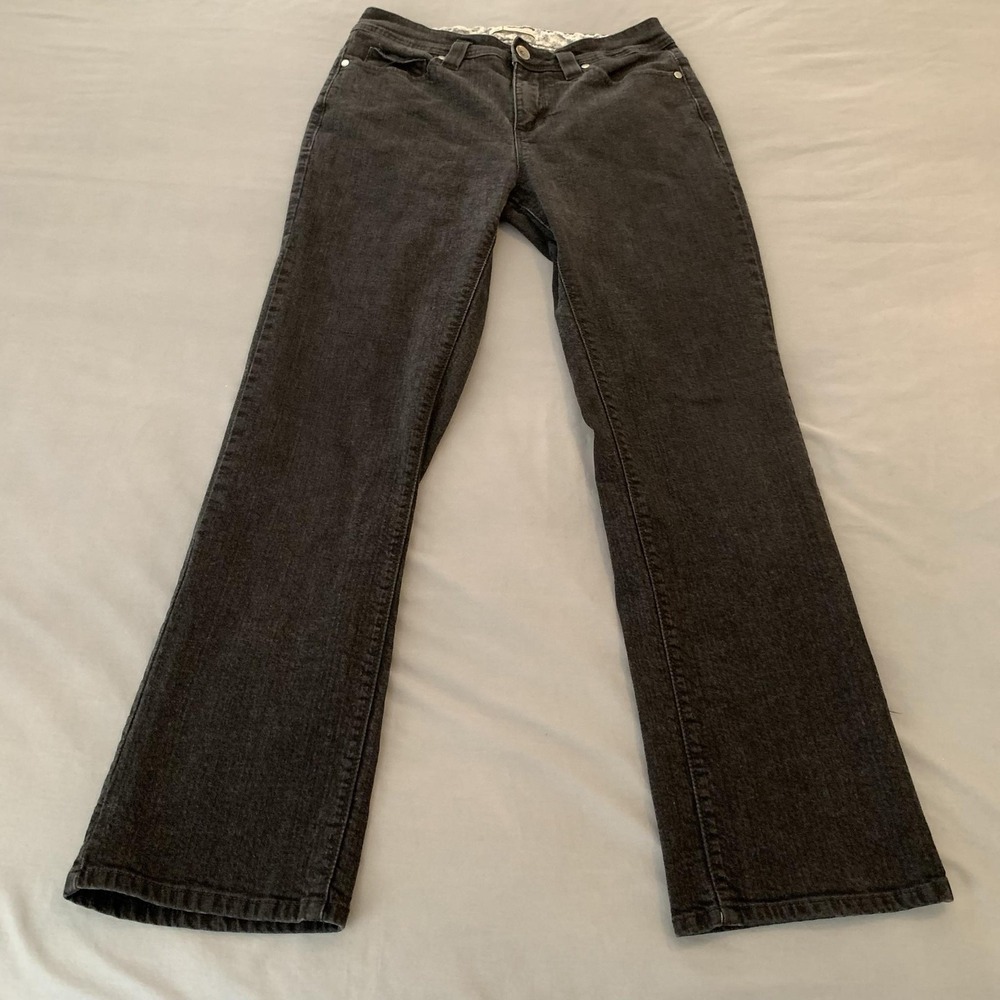 Lee Natural Straight Leg Jeans Womens 10M (30x29) Gray Charcoal Mid Rise Stretch